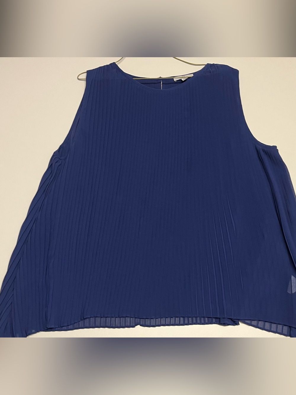 Halston Heritage Navy Pleated Sleeveless Blouse
